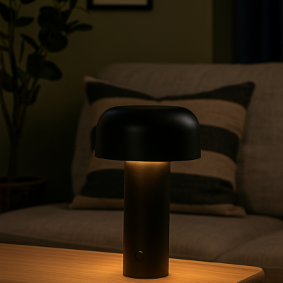 Lampe LED noire de table – La Réunion